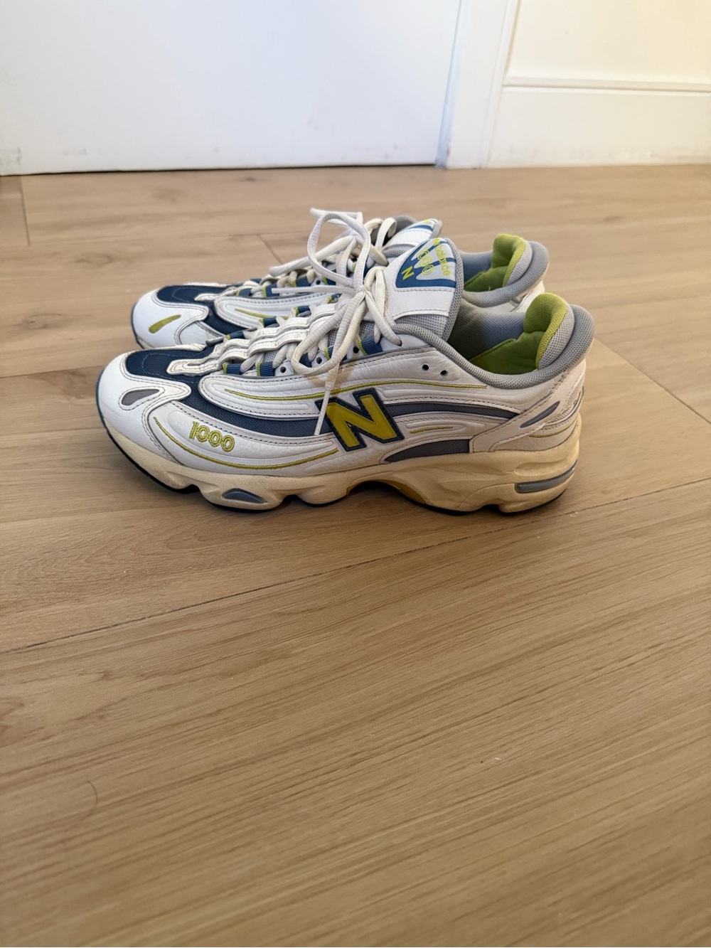 New Balance White blue  & Lime 1000 Sneakers